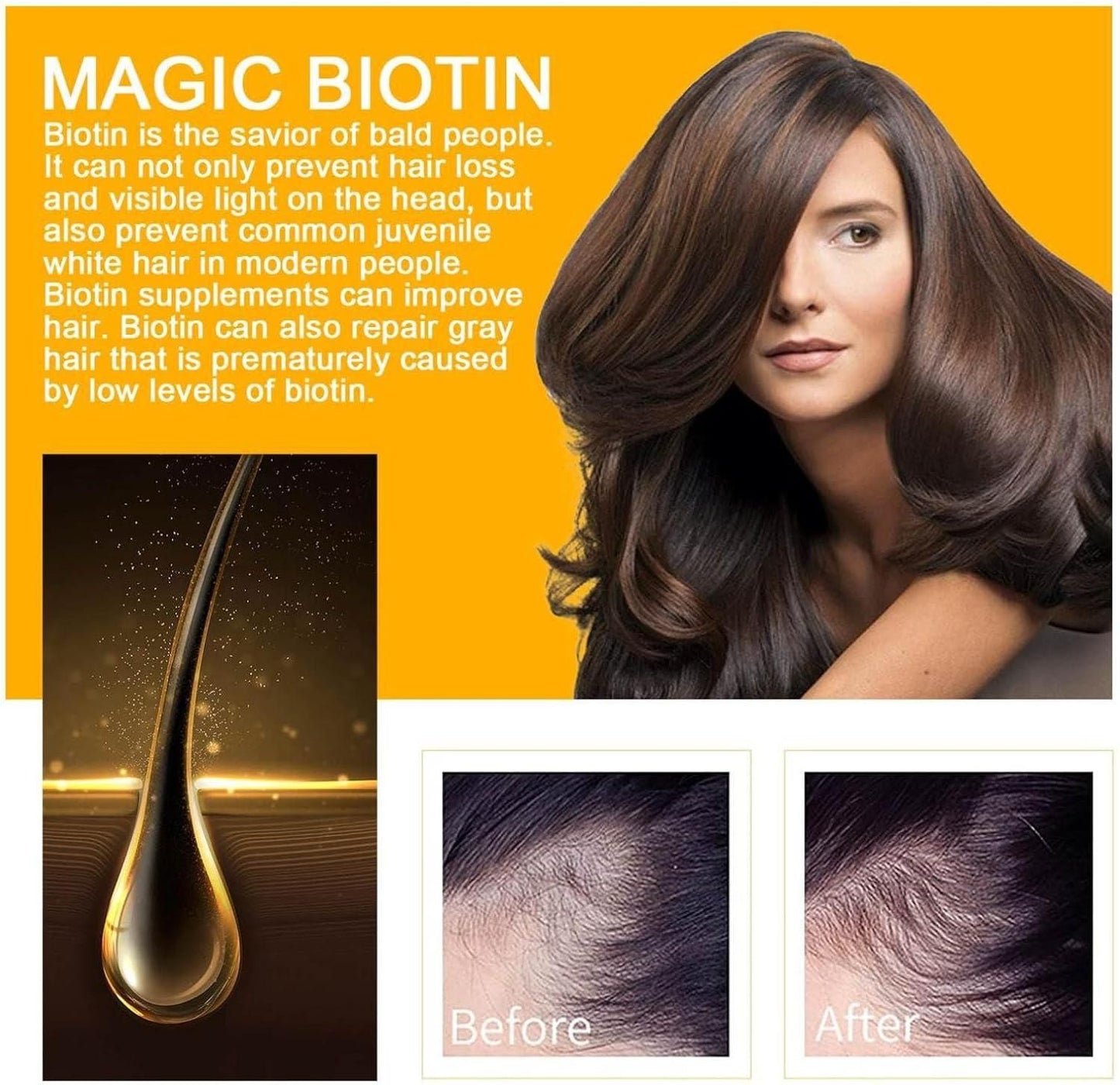 Biotin Hair Growth Spray, Hair Regrowth Spray, Biotin Hair Growth Serum, Biotin Thickening Herbal Serum, Fast Growing Hair Care Essential Oils (2PCS)